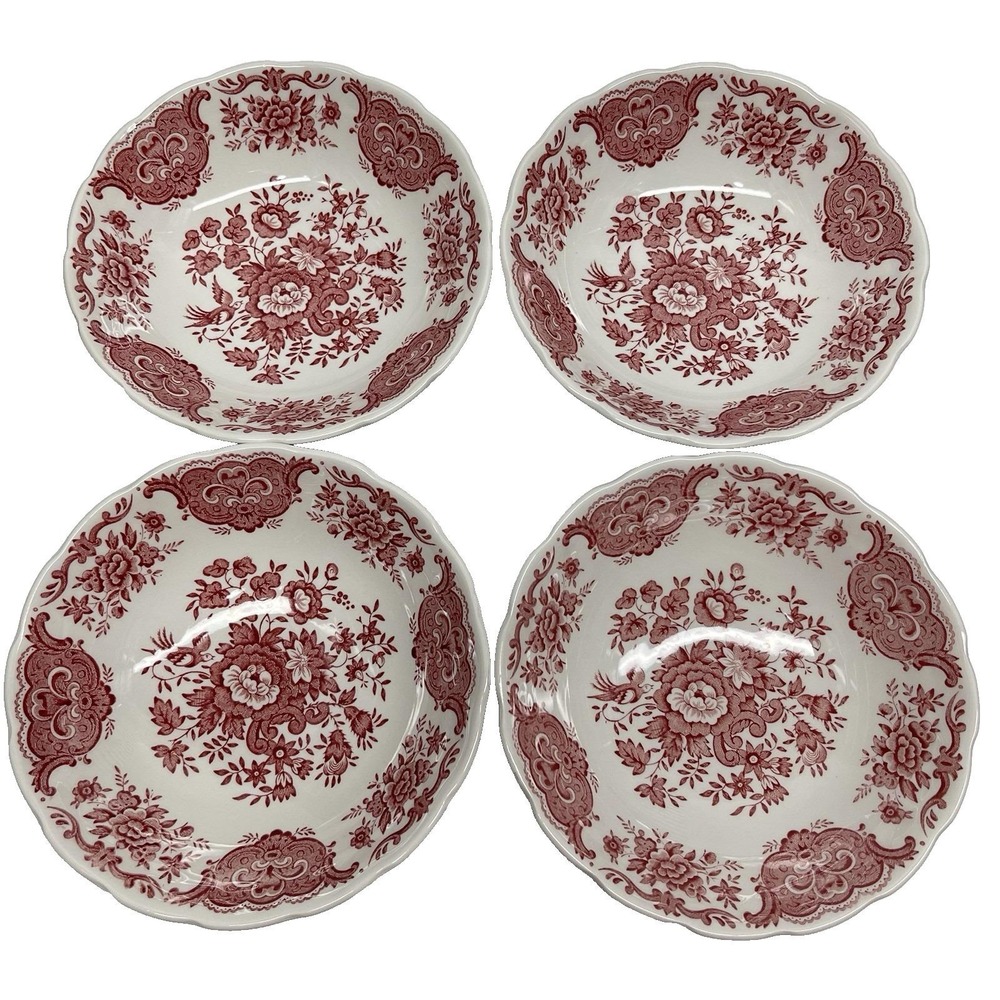 Vintage 1960s Ridgway Staffordshire Windsor Pink Pattern Dessert Bowl Set 6.25"
